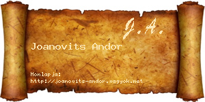 Joanovits Andor névjegykártya